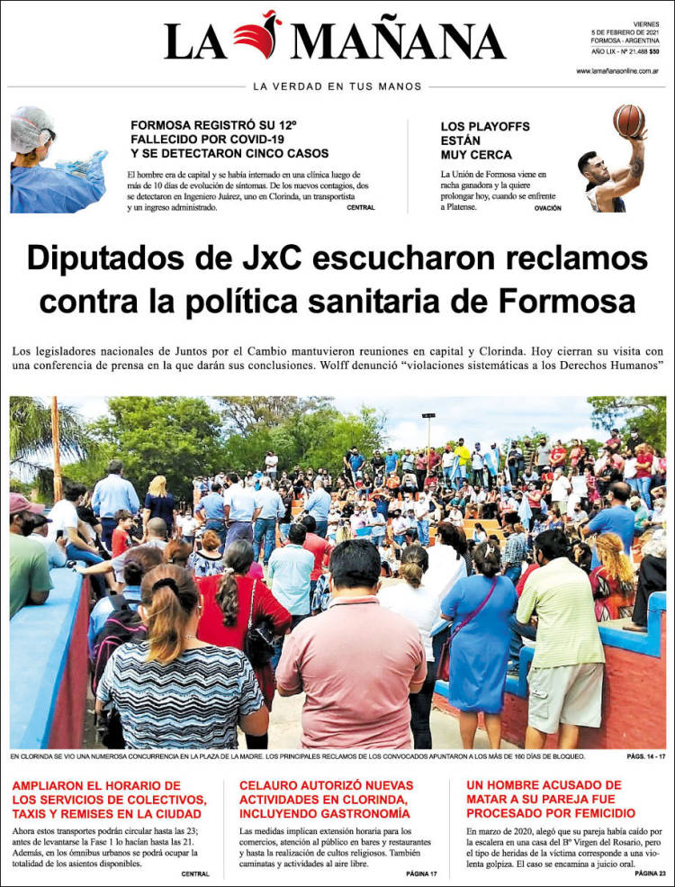 Portada de Diario La Mañana (Argentina)