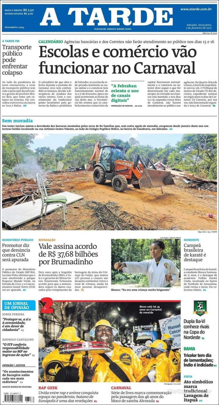 Portada de Diário A Tarde (Brasil)