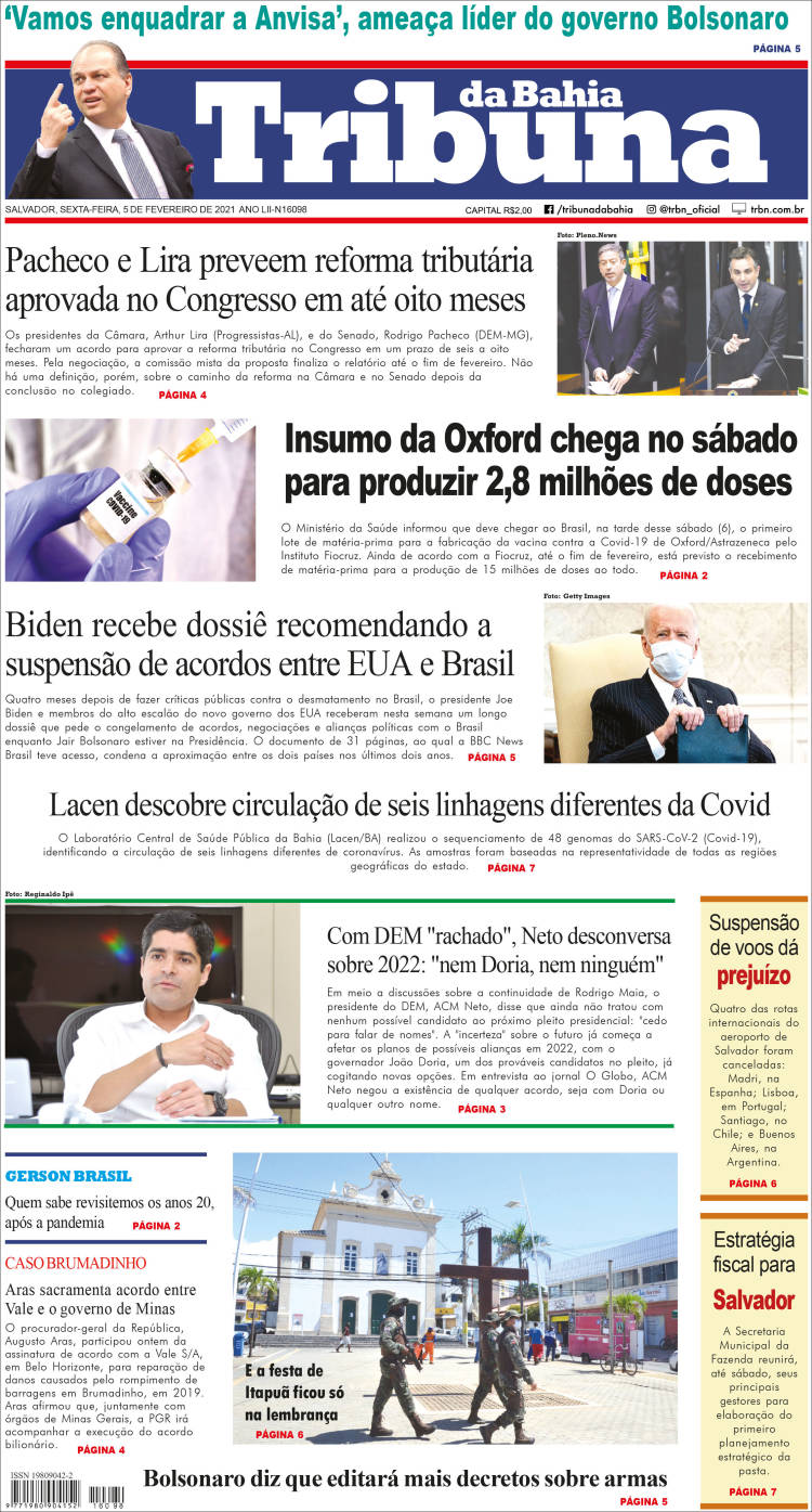 Portada de Tribuna da Bahia (Brasil)