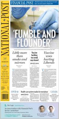 Portada de The National Post (Canadá)