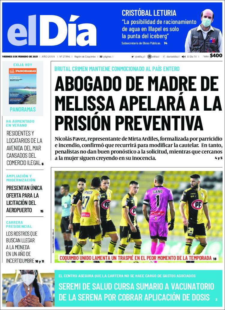 Portada de El Día (Chile)