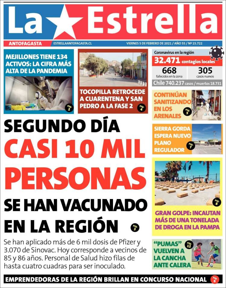 Portada de La Estrella del Norte (Chile)