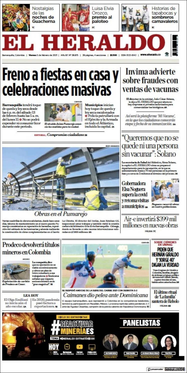 Portada de El Heraldo (Colombia)