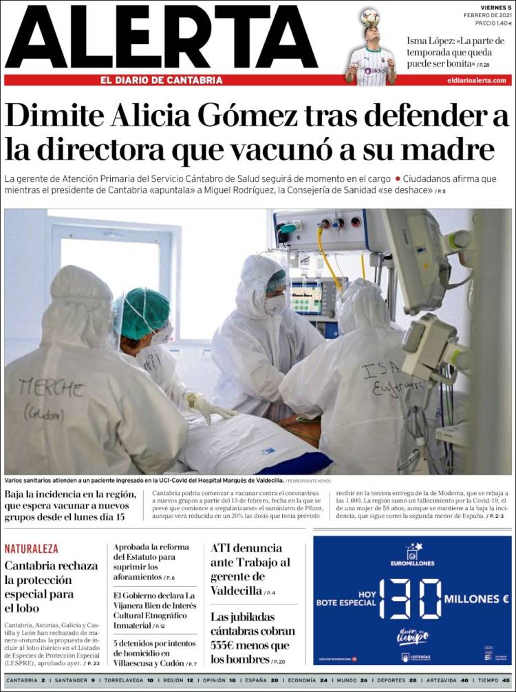 Portada de Alerta - El Diario de Cantabria (Espa&ntilde;a)
