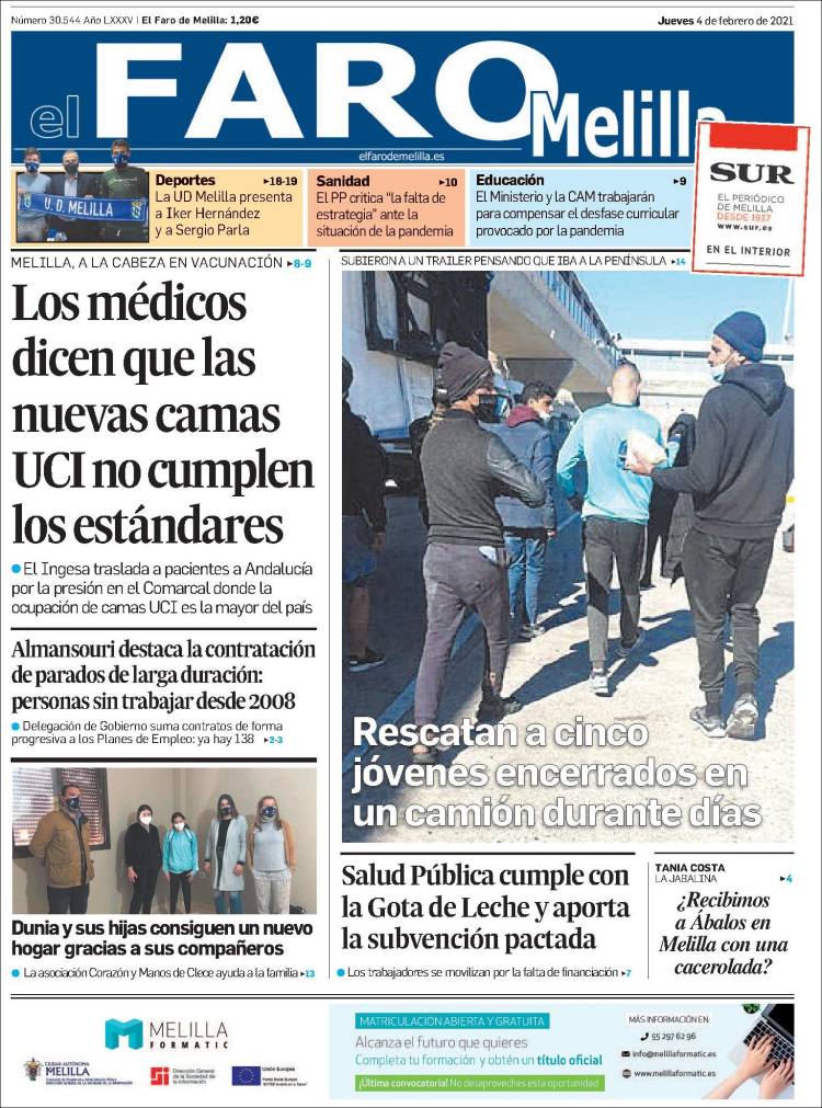 Portada de El Faro de Melilla (Espa&ntilde;a)
