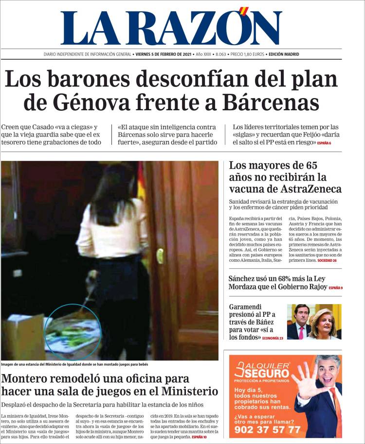 Portada de La Razón (Espa&ntilde;a)