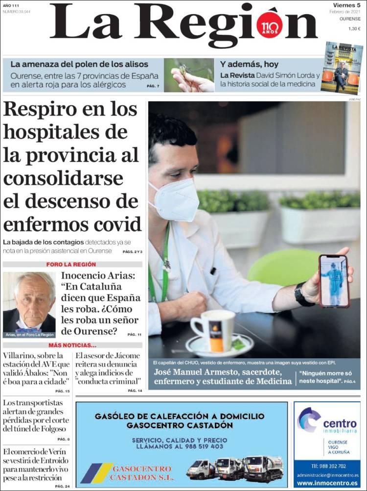 Portada de La Región de Ourense (Espa&ntilde;a)