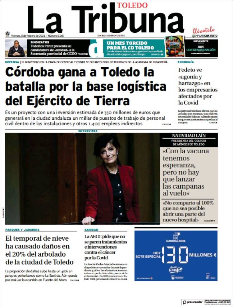 Portada de La Tribuna de Toledo (Espa&ntilde;a)