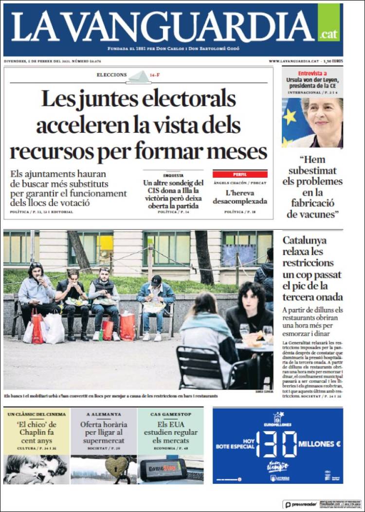 Portada de La Vanguardia (Espa&ntilde;a)
