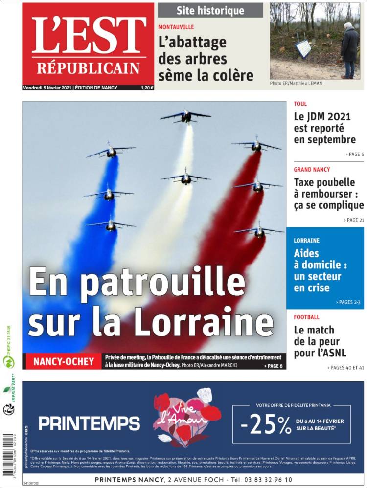 Portada de L'Est Republicain (France)