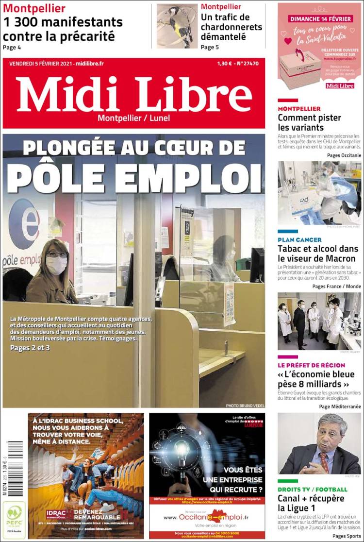 Portada de Midi Libre (Francia)