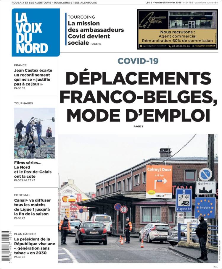 Portada de La Voix du Nord (Francia)