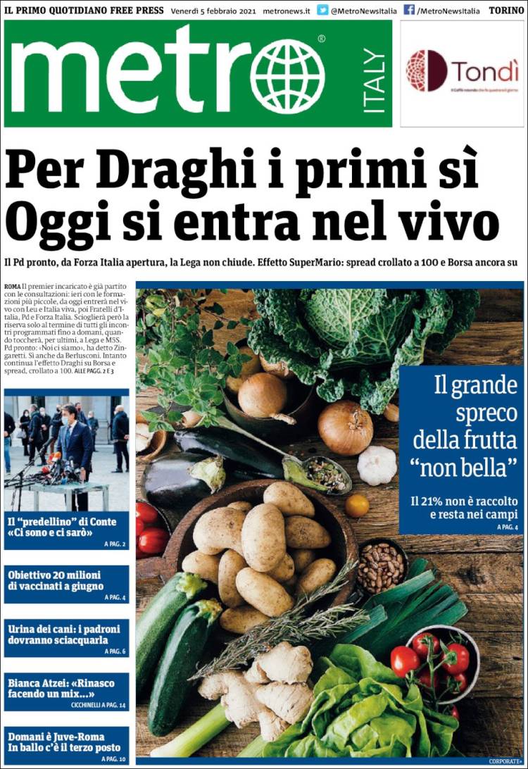 Periódico Metro - Torino (Italia). Periódicos de Italia. Edición de ...