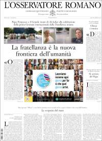 Portada de L'Osservatore Romano (Italia)