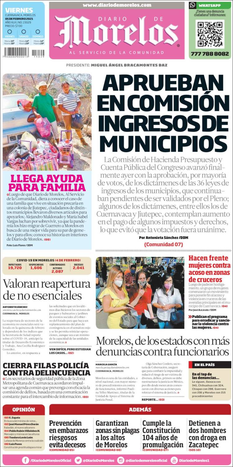 Portada de Diario de Morelos (México)