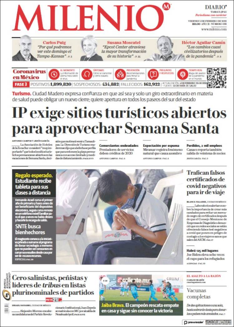 Portada de Milenio - Tamaulipas (México)