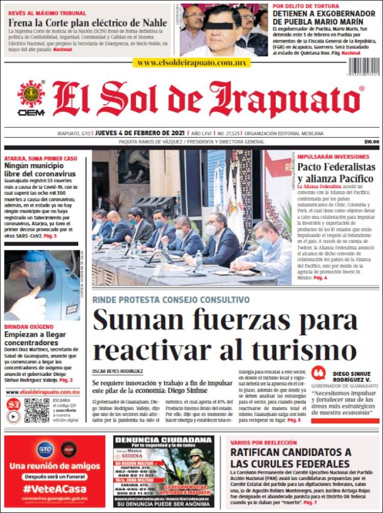 Portada de El Sol de Irapuato (México)