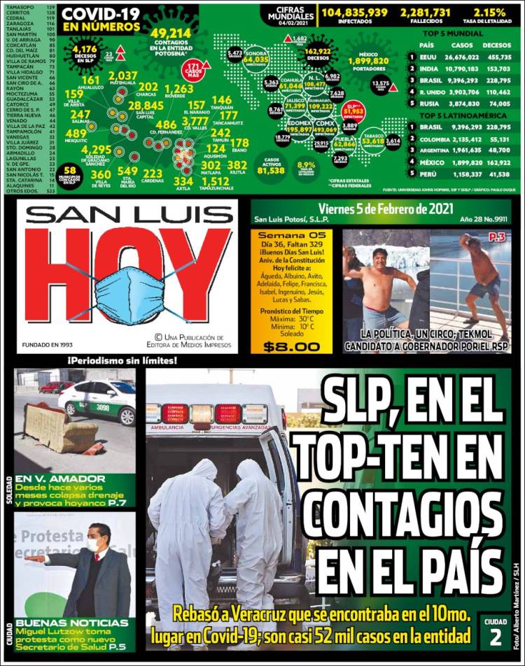 Portada de San Luis Hoy (México)