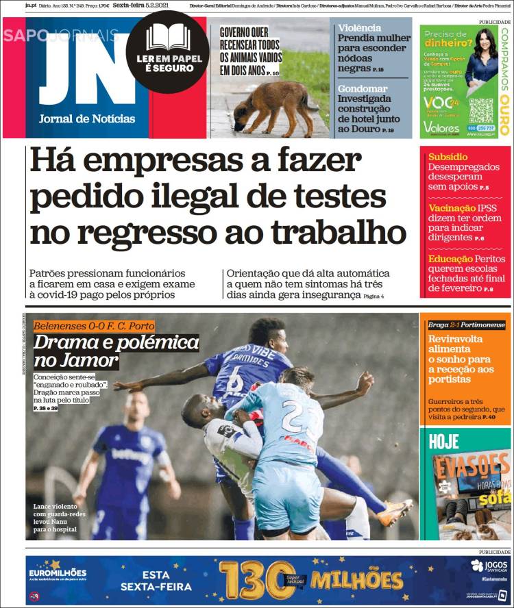 Portada de Jornal de Notícias (Portugal)
