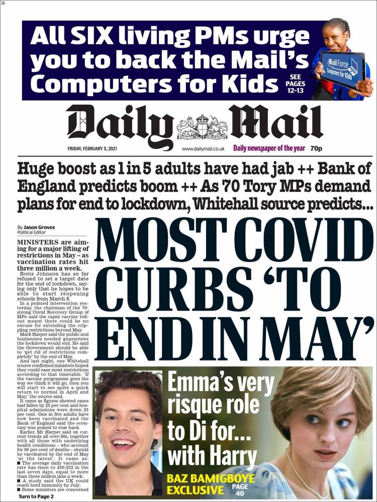 Portada de Daily Mail (Reino Unido)