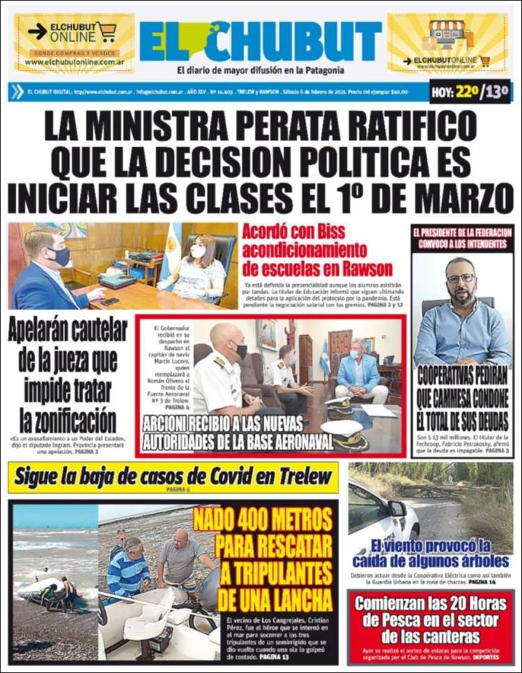 Portada de El Chubut (Argentina)