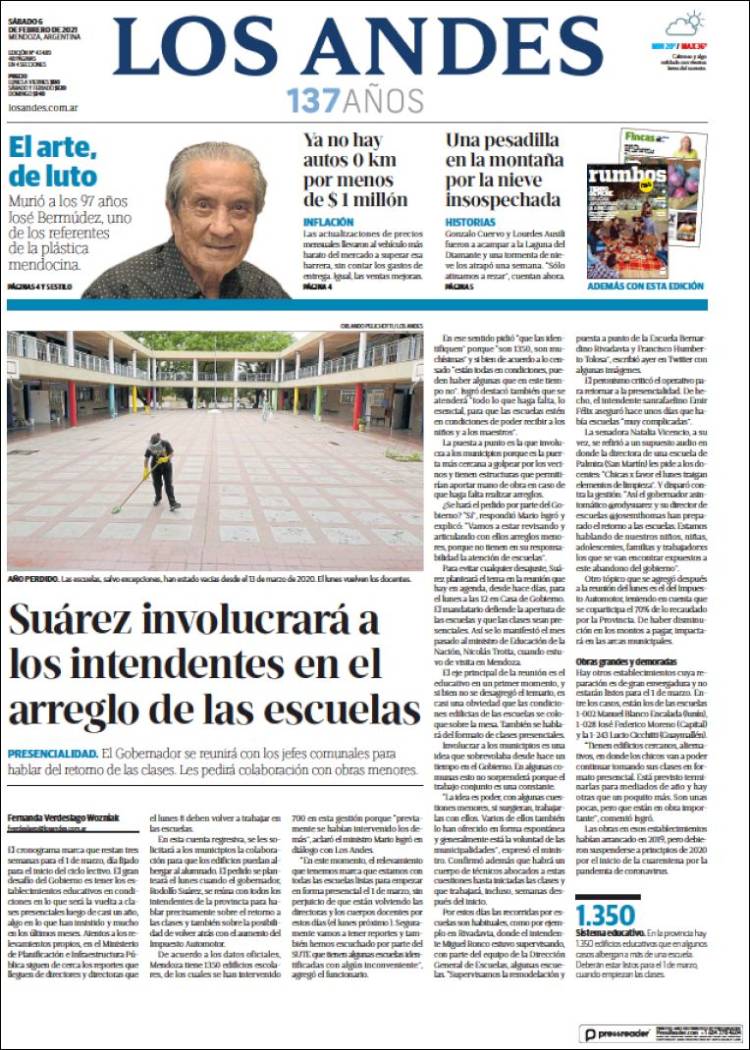 Portada de Los Andes - Mendoza (Argentina)