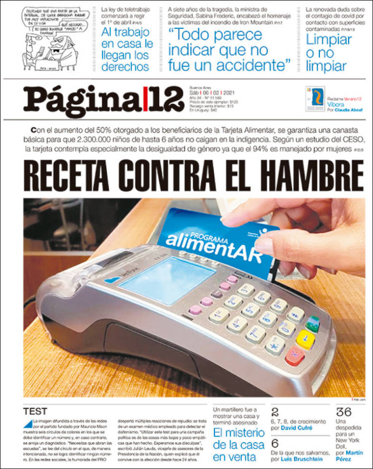 Portada de Página/12 (Argentina)