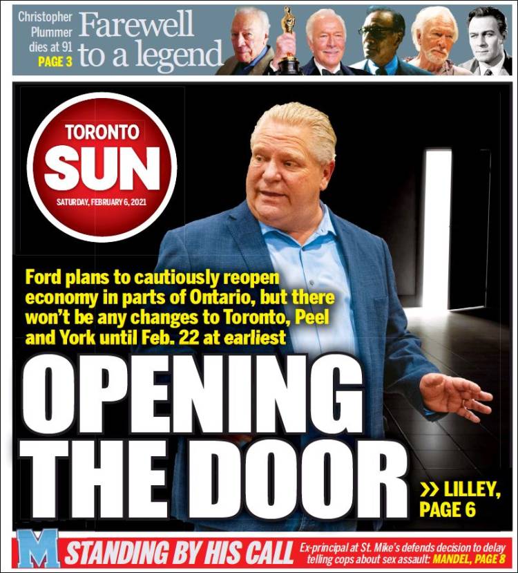 Portada de The Toronto Sun (Canadá)