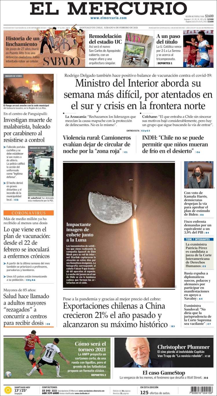 Portada de El Mercurio (Chile)