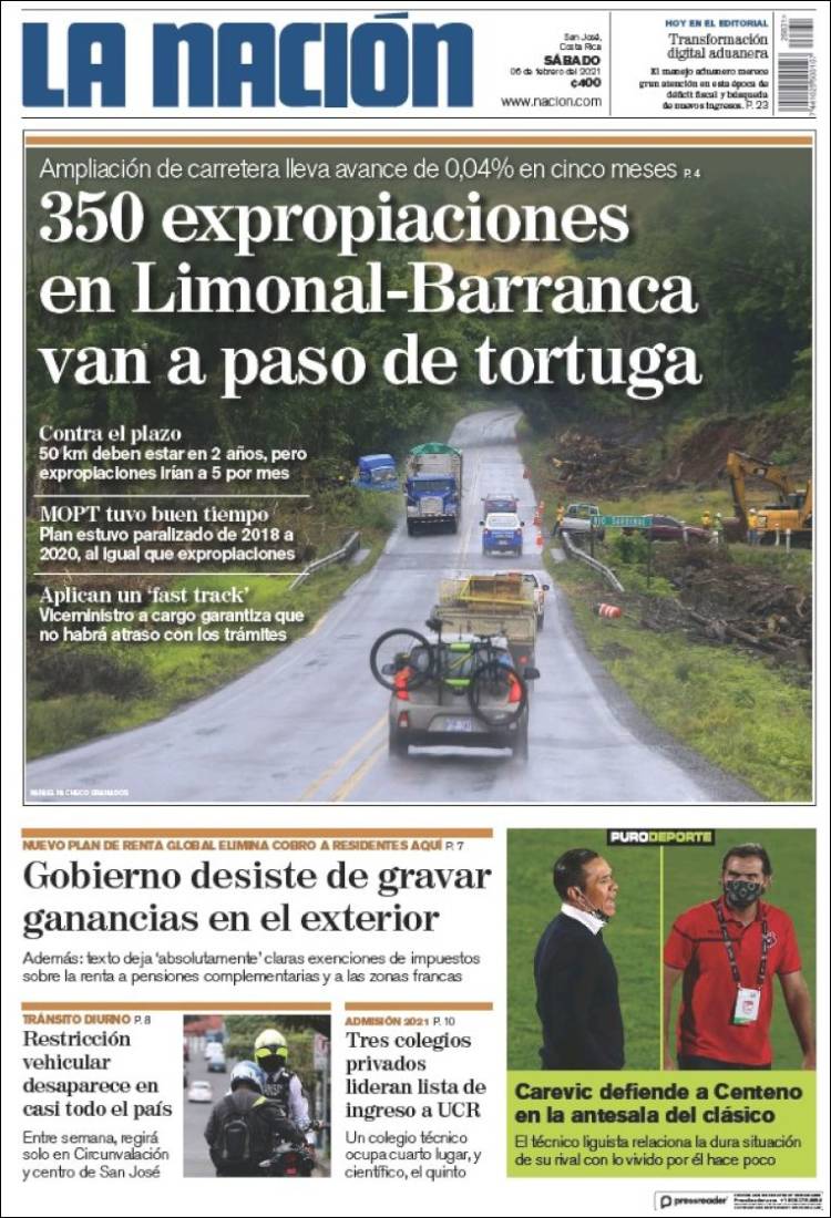 Portada de La Nación - Costa Rica (Costa Rica)