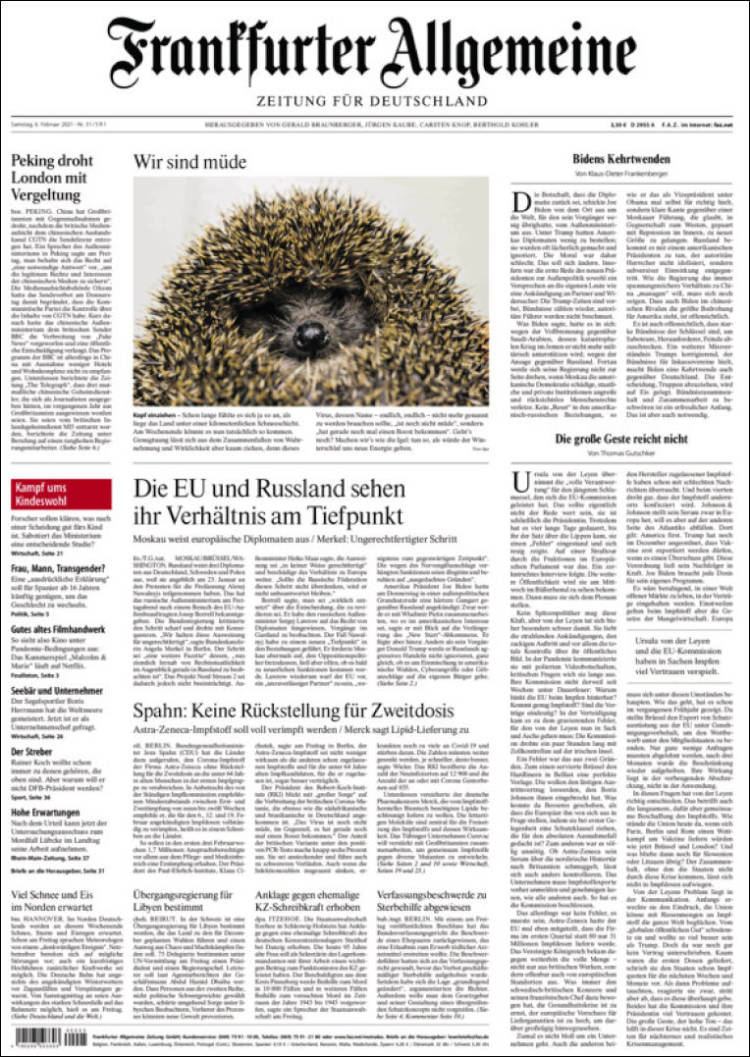 Portada de Frankfurter Allgemeine (Alemania)