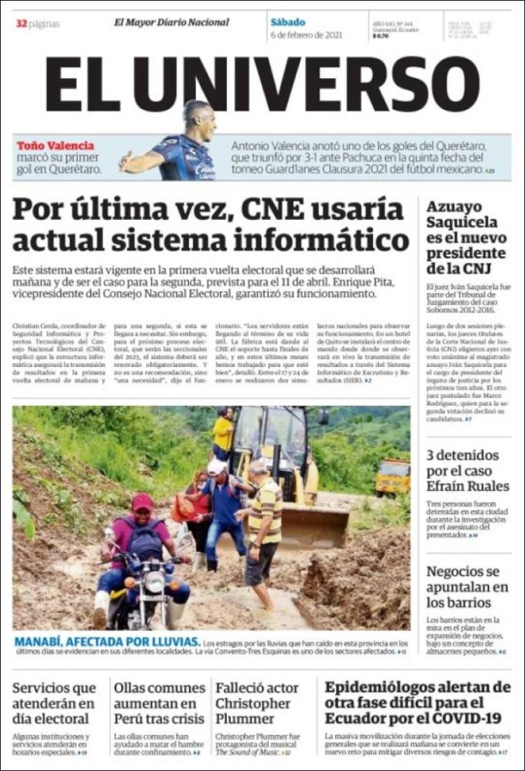 Portada de El Universo - Ecuador (Ecuador)