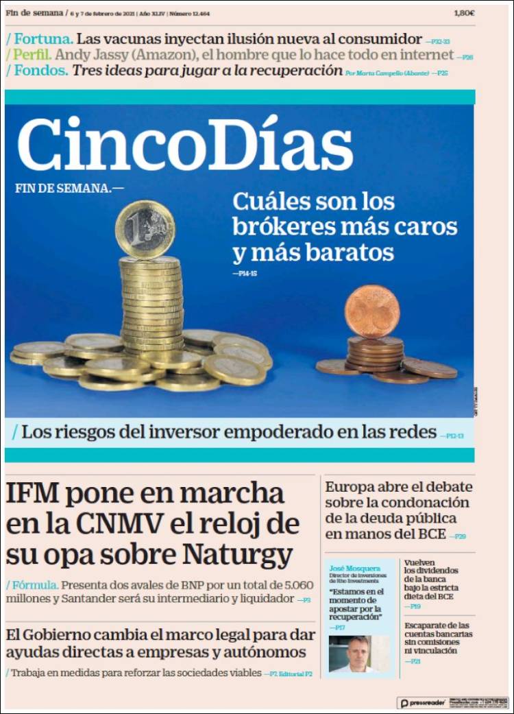 Portada de Cinco Días (Espa&ntilde;a)