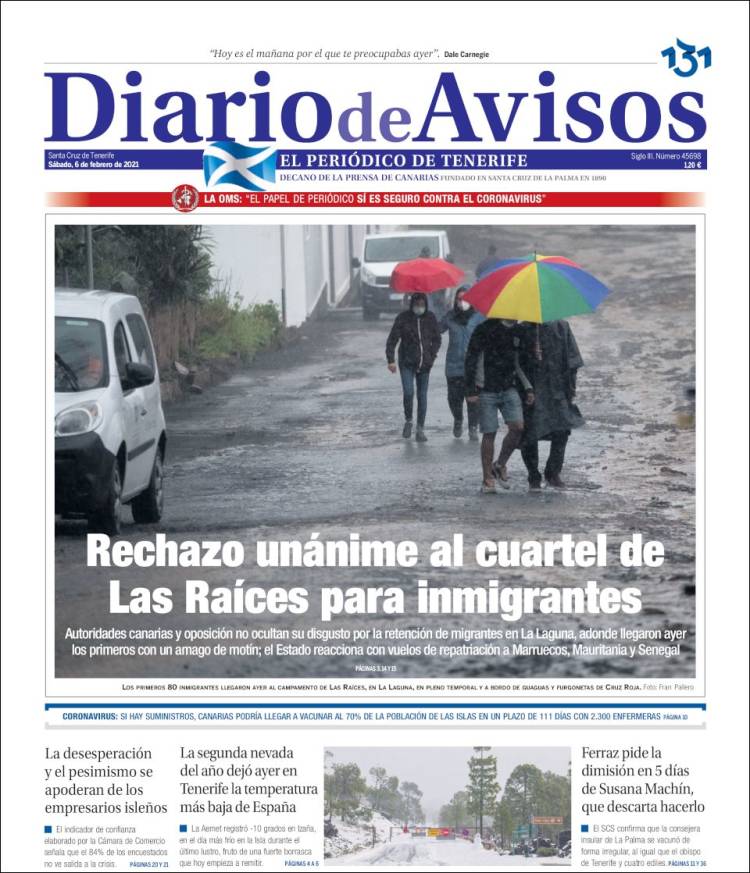 Portada de Diarios de Avisos (España)