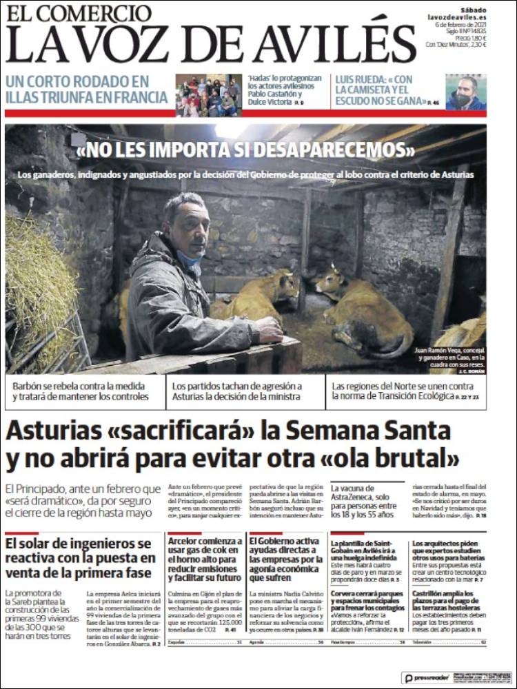 Portada de El Comercio - Avilés (España)