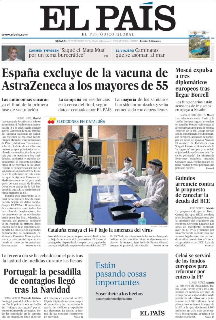 Portada de El País (España)