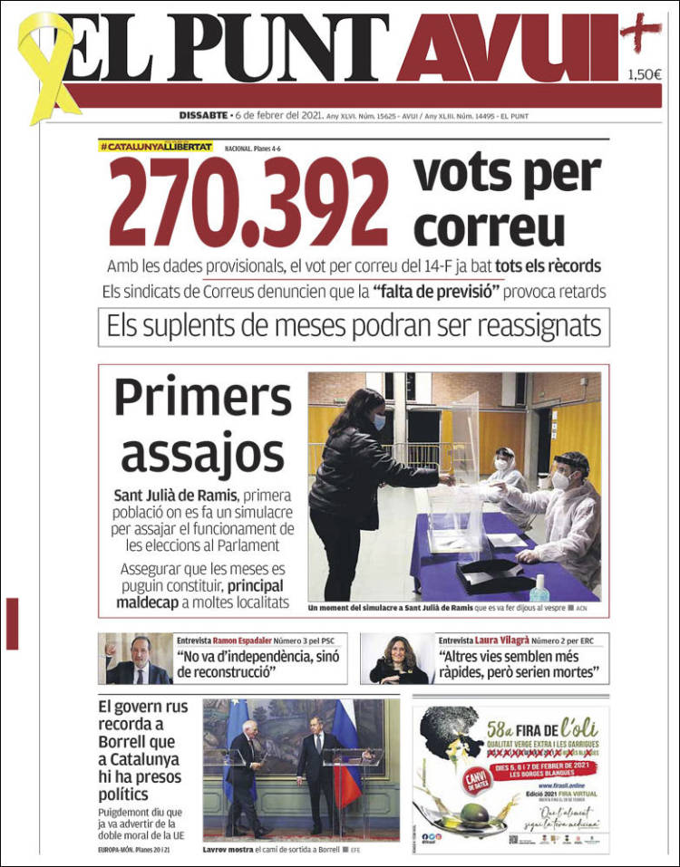 Portada de El Punt Avui (España)