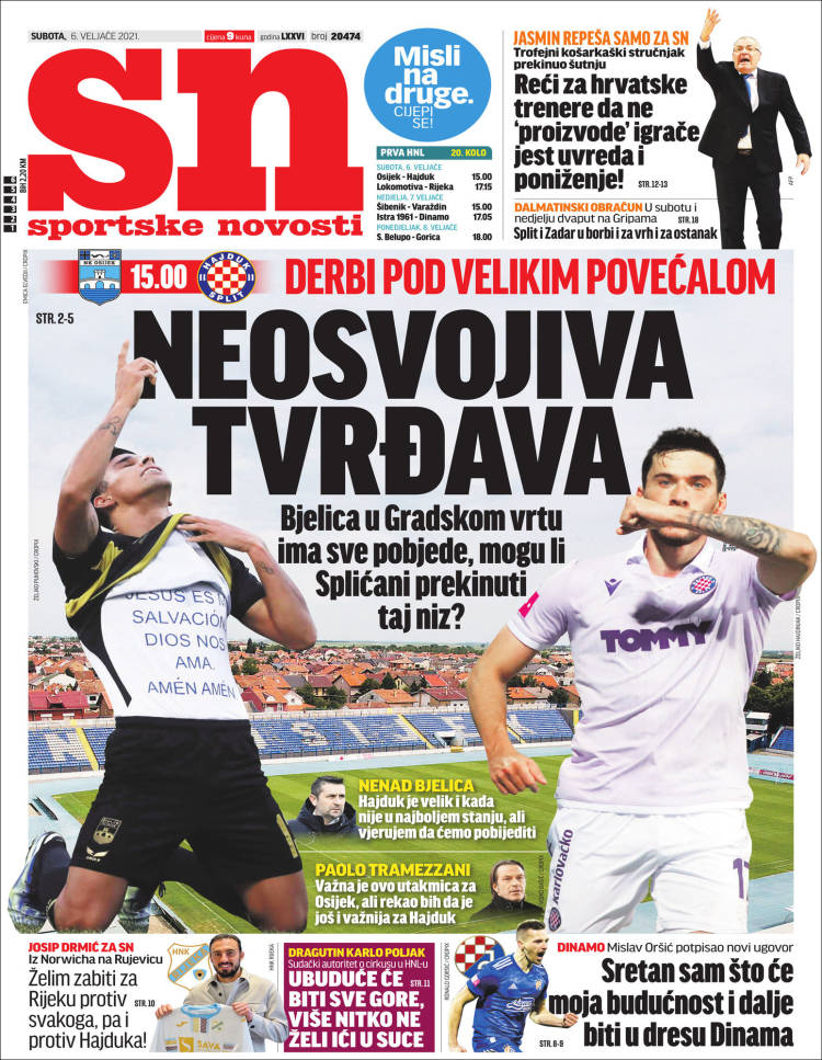 Portada de Sportske Novosti (Croacia)
