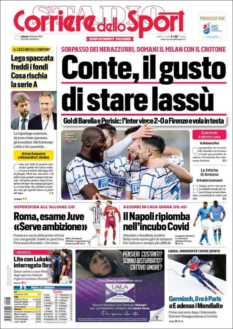 Portada de Corriere dello Sport (Italia)
