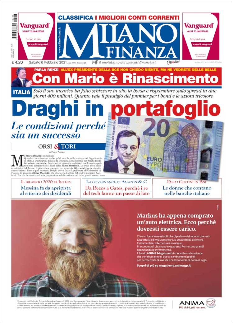 Portada de Milano Finanza (Italia)