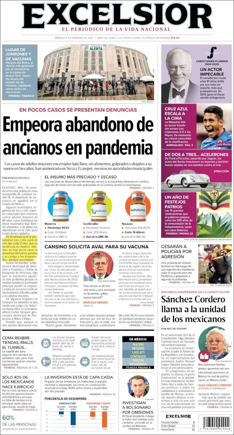 Portada de Excelsior (México)