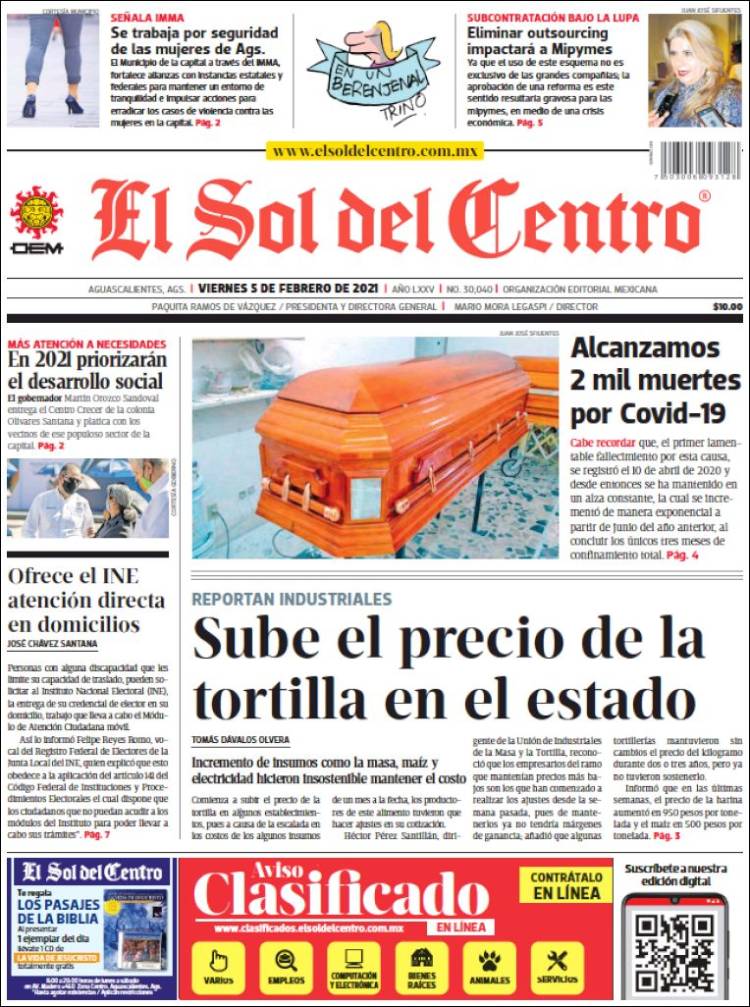 Portada de El Sol del Centro (México)