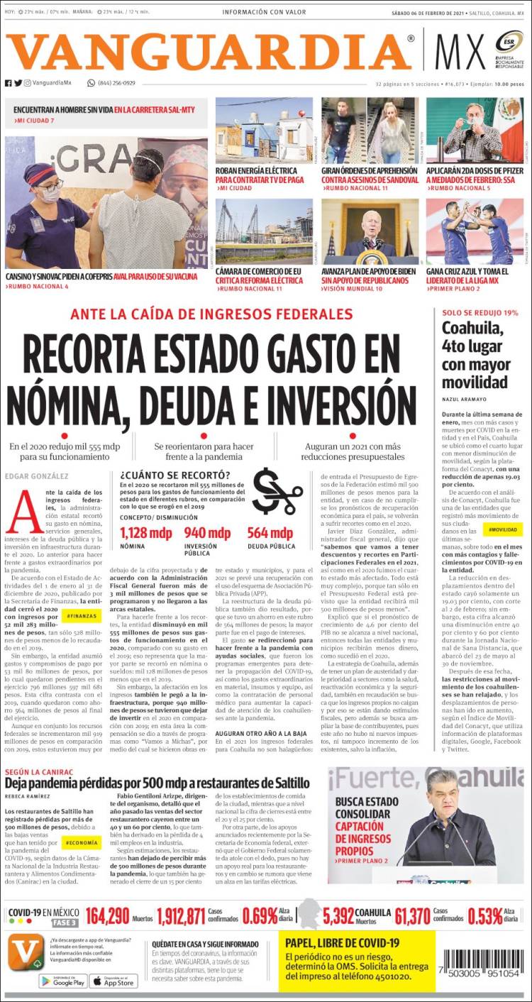 Portada de Vanguardia (México)