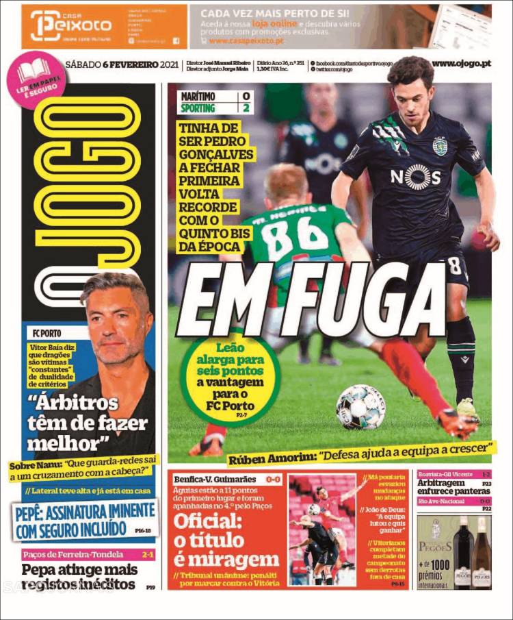 Portada de O Jogo (Portugal)
