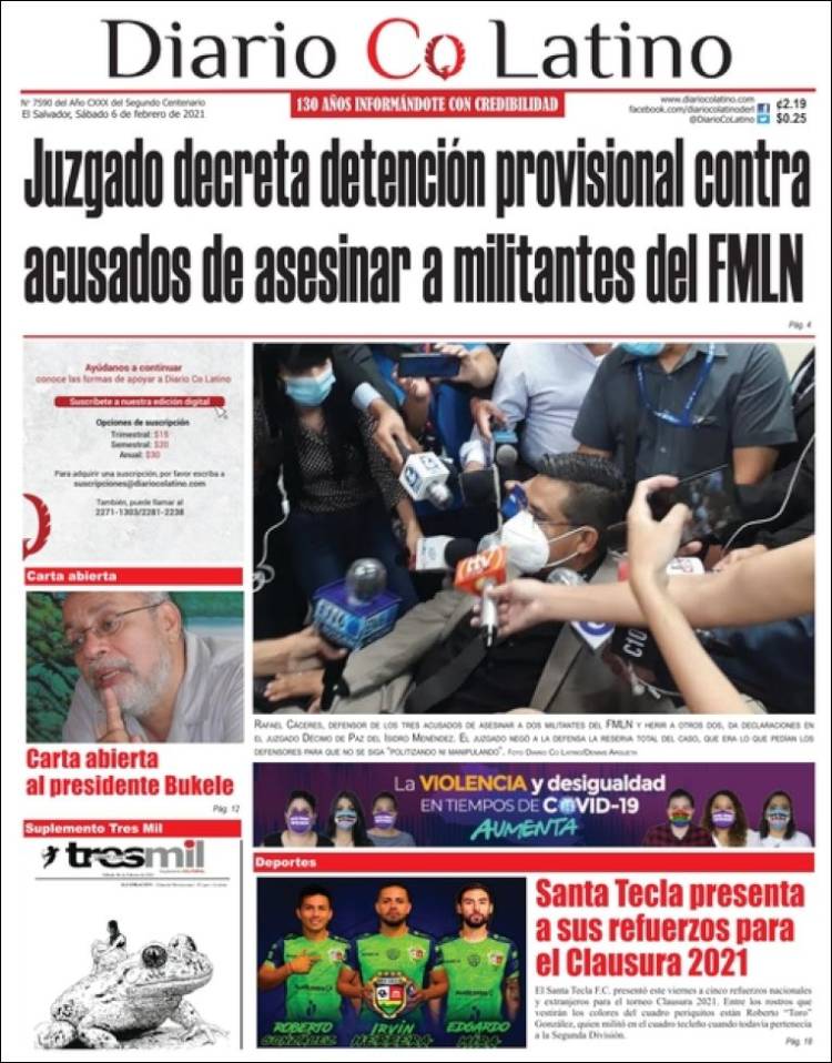 Portada de Diario Co Latino (El Salvador)