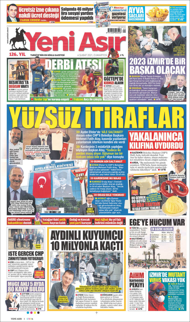 Portada de Yeni Asır (Turqu&iacute;a)