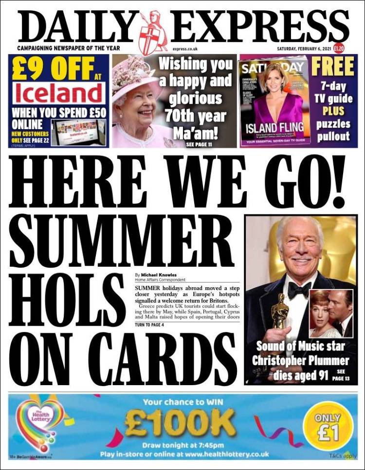 Portada de Daily Express (Reino Unido)