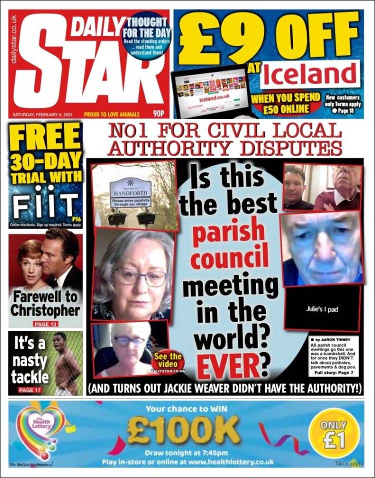 Portada de Daily Star (Reino Unido)