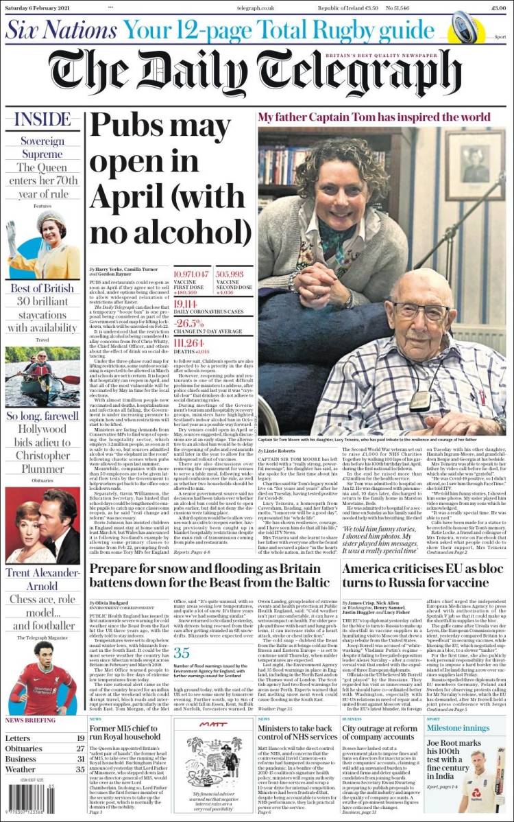 Portada de Daily Telegraph (Reino Unido)