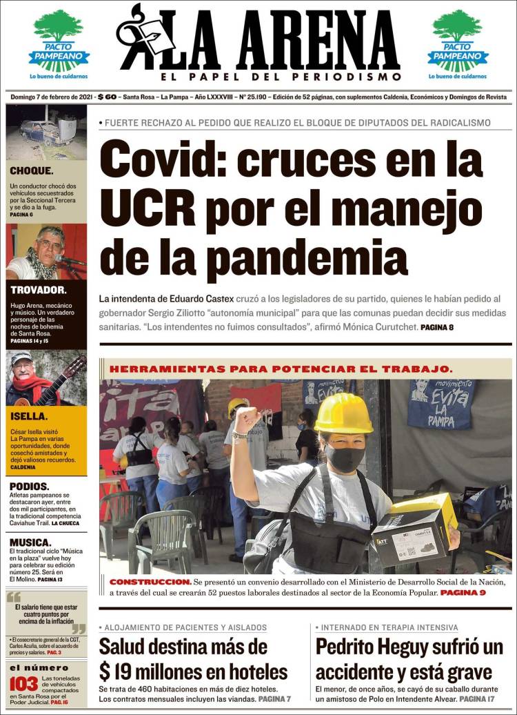 Portada de Diario La Arena (Argentina)